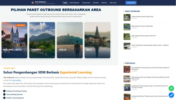 Hasil SEO First Outbound — peningkatan ranking dan trafik organik oleh Hexa Teknologi Kreasindo
