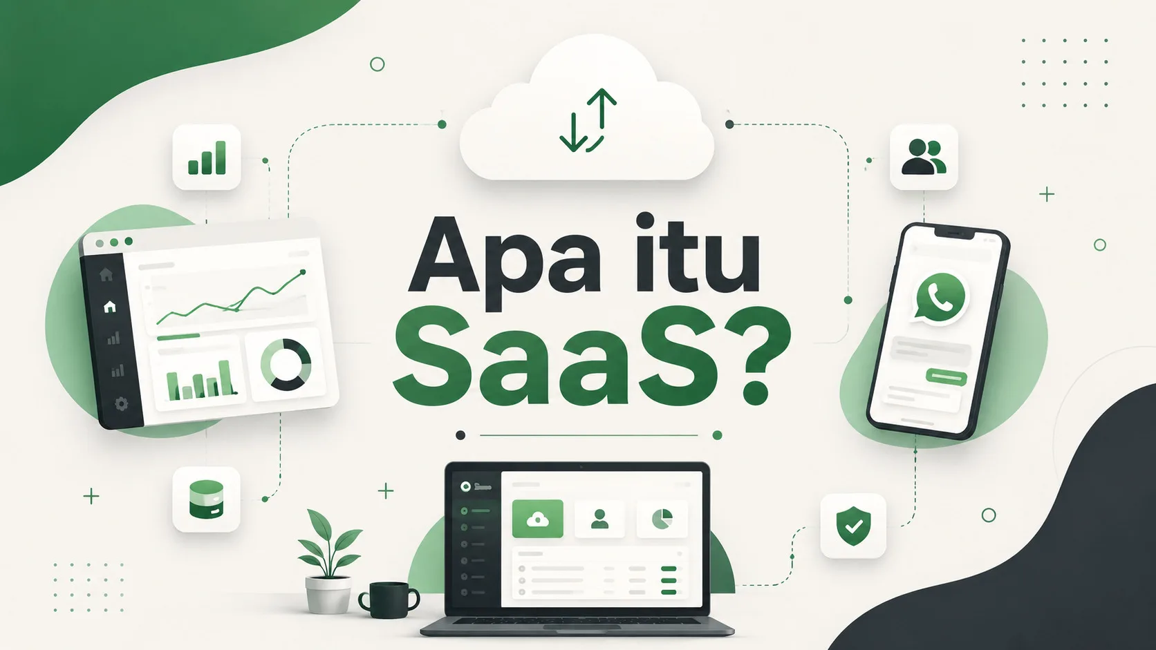 Ilustrasi aplikasi cloud diakses dari banyak perangkat