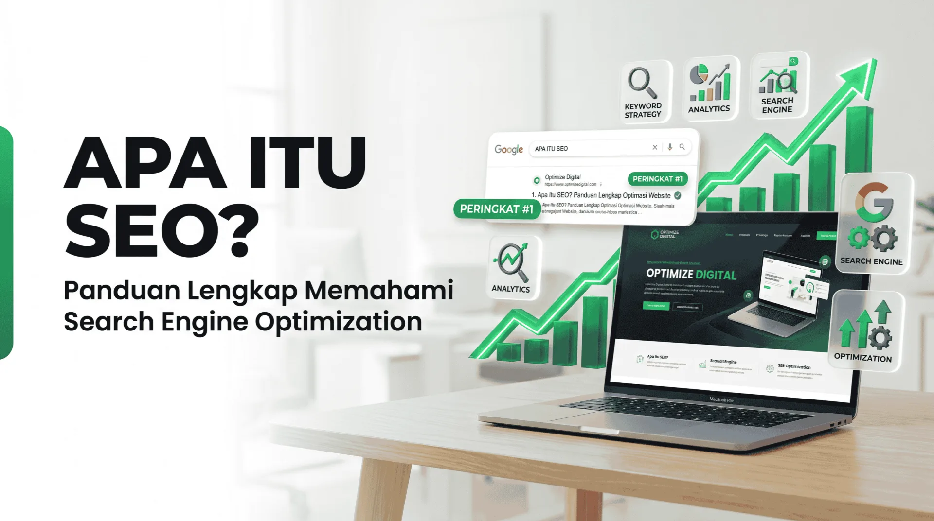 Ilustrasi halaman hasil pencarian Google dan peringkat organik SEO