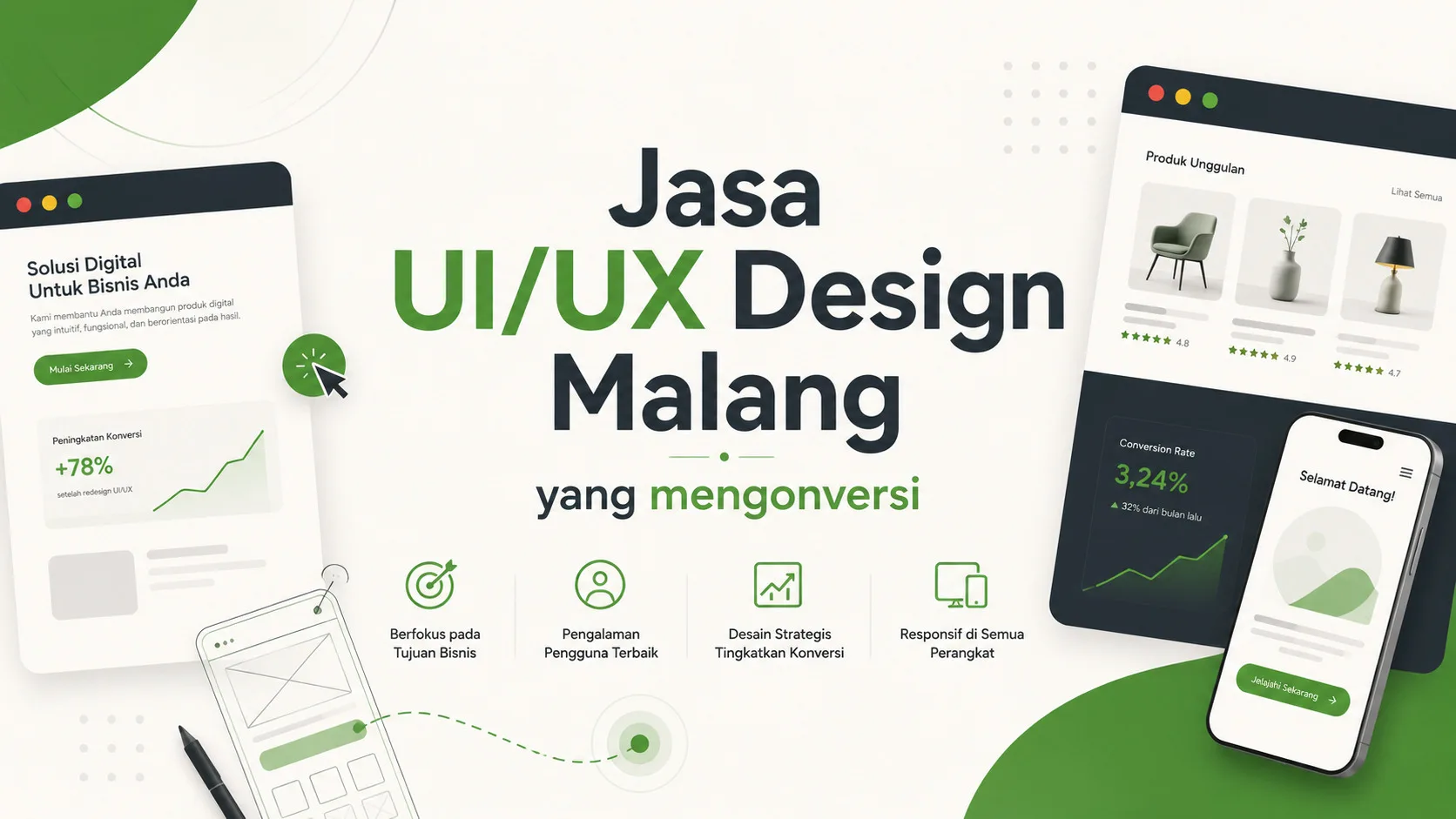 Jasa UI/UX design Malang — showcase desain antarmuka Hexa